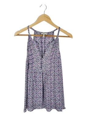 Joie Purple Boho Pattern Silk Tank Top Blouse Size Medium